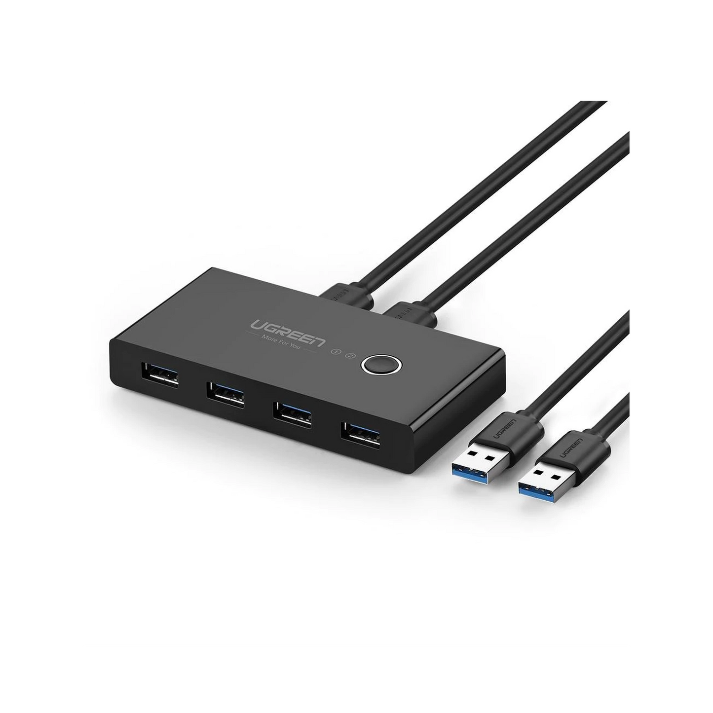 30768 - Conmutador USB para Compartir 4 Puertos USB 3.0 a 2 PC ́s | Cambio Mediante Botón | Incluye Dos Cables USB de 1.5 m | ABS | Permite que 2 Usuarios Compartan 4 Dispositivos Periféricos USB3.0, como una impresora, un escáner, etc.