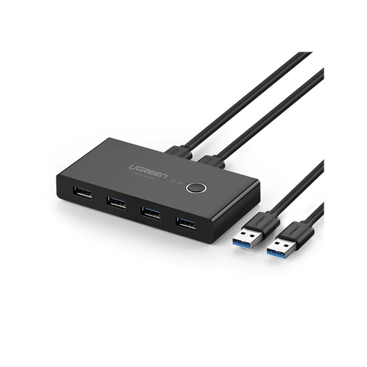 30768 - Conmutador USB para Compartir 4 Puertos USB 3.0 a 2 PC ́s | Cambio Mediante Botón | Incluye Dos Cables USB de 1.5 m | ABS | Permite que 2 Usuarios Compartan 4 Dispositivos Periféricos USB3.0, como una impresora, un escáner, etc.