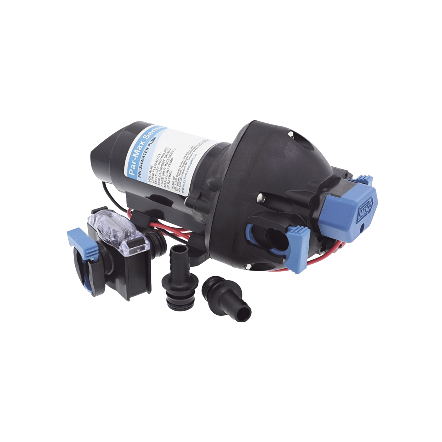 31295-3512-3A - Bomba controlada por presión Par Max a 12 Vcd, caudal de 2 GPM, presión máxima 35 psi, para manguera de entrada con orificio de 38 mm (1½”), manguera de descarga con orificio de 25 mm (1”)