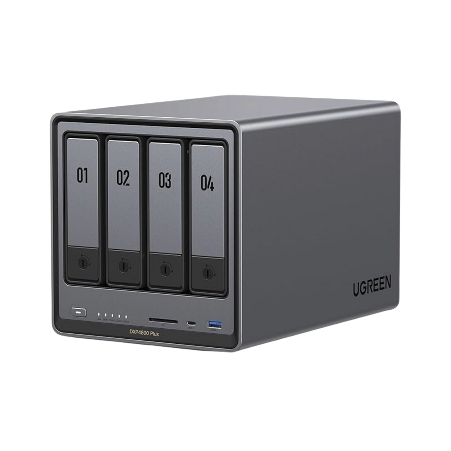 35260 - NAS UGREEN NASync DXP4800 Plus / Procesador Intel Pentium Gold 8505 5 Núcleos / 4 Bahías SATA + 2 M.2 NVMe PCIe 4.0 / 8GB DDR5 Expandible a 64GB / 10GbE + 2.5GbE / USB 3.2 Gen 2 Tipo C / HDMI 4K / Sistema Almacenamiento Conectado Red