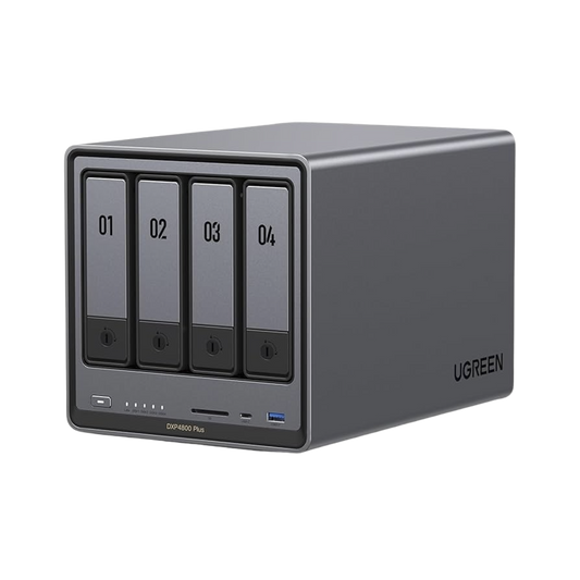 35260 - NAS UGREEN NASync DXP4800 Plus / Procesador Intel Pentium Gold 8505 5 Núcleos / 4 Bahías SATA + 2 M.2 NVMe PCIe 4.0 / 8GB DDR5 Expandible a 64GB / 10GbE + 2.5GbE / USB 3.2 Gen 2 Tipo C / HDMI 4K / Sistema Almacenamiento Conectado Red
