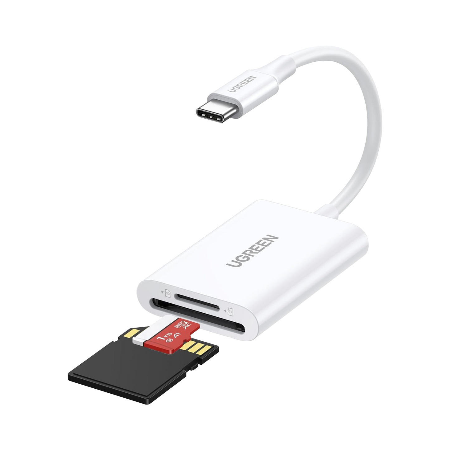 35506 Lector de Tarjetas USB-C 3.1 | Soporta Micro-SD (TF) /SD | 5Gbps | 170 MB/s | OTG | Soporta hasta 2TB | Admite intercambio en Caliente | 2 tarjetas simultaneas | Soporta Windows/Mac OS/Linux | Color Blanco