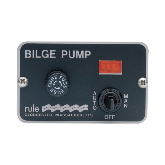 Switch de panel de tres con panel iluminado para control de bombas de achique.