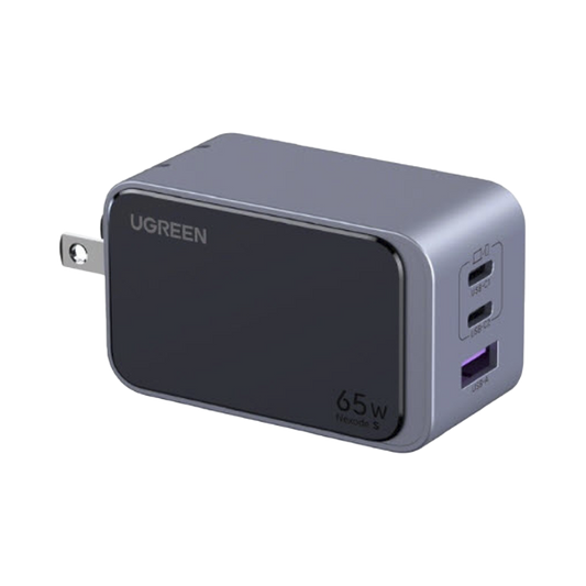 45223 Cargador de 65W serie Nexode S | 3 Puertos de Carga Rápida | 2 USB-C | 1 USB-A | Tecnología GaN II | PD3.0 | QC4.0 | FCP/SCP/AFC/PPS/PPS2.0 | Tecnología de Protección Térmica | Optimiza la Carga | Carcasa Ignifuga.