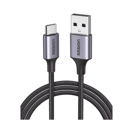 60128 - Cable USB-A a USB-C | 2 Metros (6.56 Pies) | Transferencia de Datos de 480 Mbps | Carga R�pida | QC 4.0/3.0/2.0 | FPC | AFC | Protecci�n Integrada | Caja de Aluminio | Nylon Trenzado | Color Negro