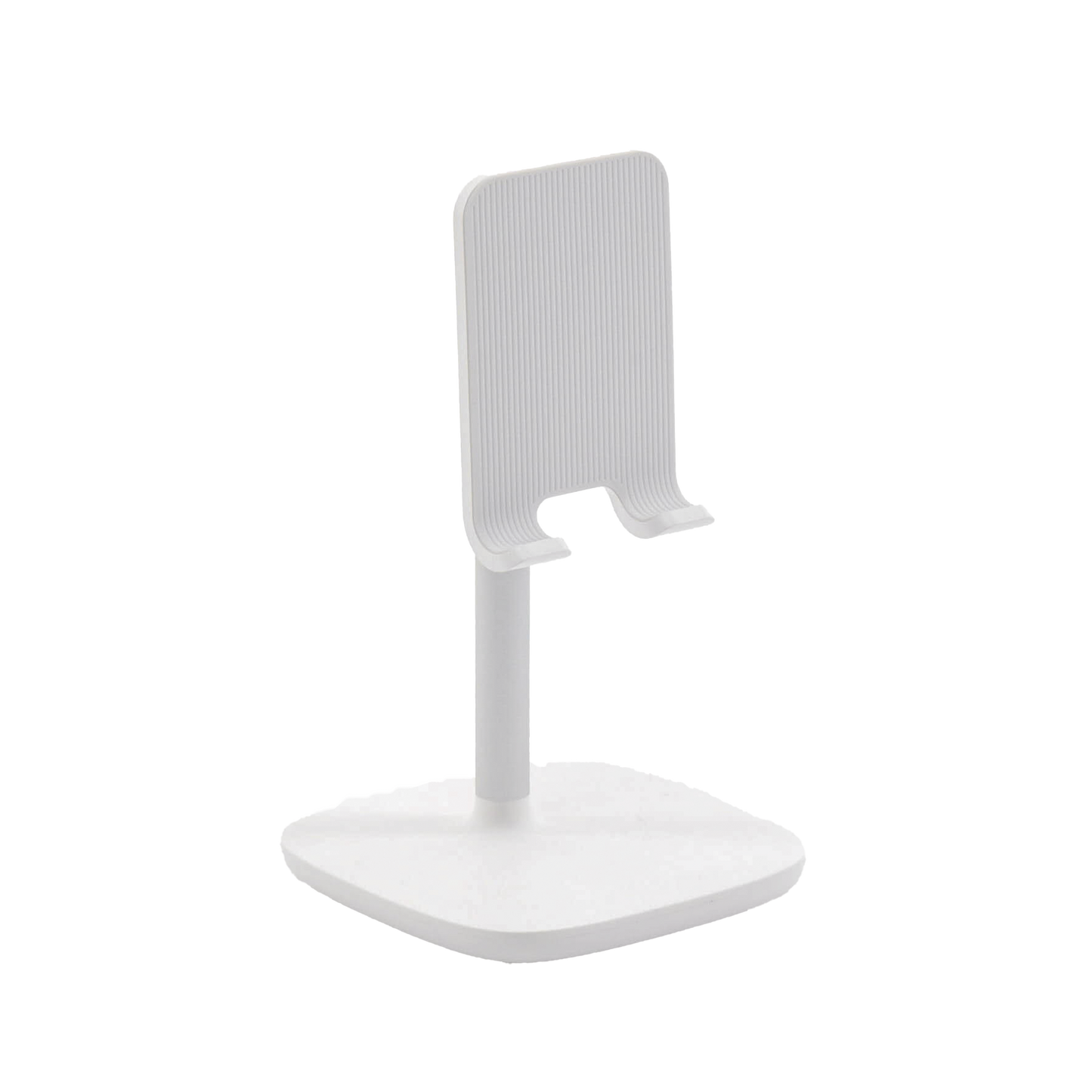 Soporte para Telefono Celular & Tablet / Ajustable de 5° a 45° / Base Antideslizante / Proteccion de Silicona / ABS / Amplia Compatibilidad con dispositivos de 4 a 7.9 / Color Blanco