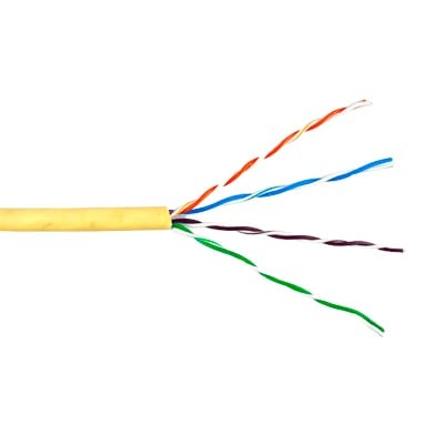 Bobina de cable de 305 metros, UTP Cat6 Riser, de color Amarillo, UL, CMR, T4L, probado a 350 Mhz, para aplicaciones de CCTV / Redes de Datos / IP Megapixel / Control RS485