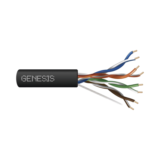 6360-1108 - Bobina de Cable de 305 Metros (1000 Pies) UTP Cat6 RISER / Color Negro / UL, CMR SPNLS, Probado a 350 Mhz / Para Aplicaciones de CCTV, Redes de Datos, IP Megapixel, Control RS485