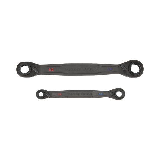 68216 - Juego de 2 llaves Estriadas de Matraca 4 en 1 con 8 Medidas Inglesas 1/2-5/8", 3/4-9/16", 1/4-3/8", 7/16-5/16"