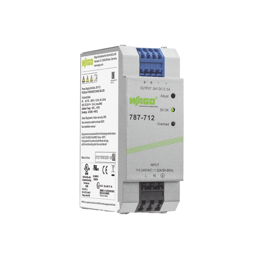 787-712 Fuente de alimentación; ECO; monofásico; Tensión de salida 24V DC; Corriente de salida 2,5A; DC-OK LED; 4,00 mm²