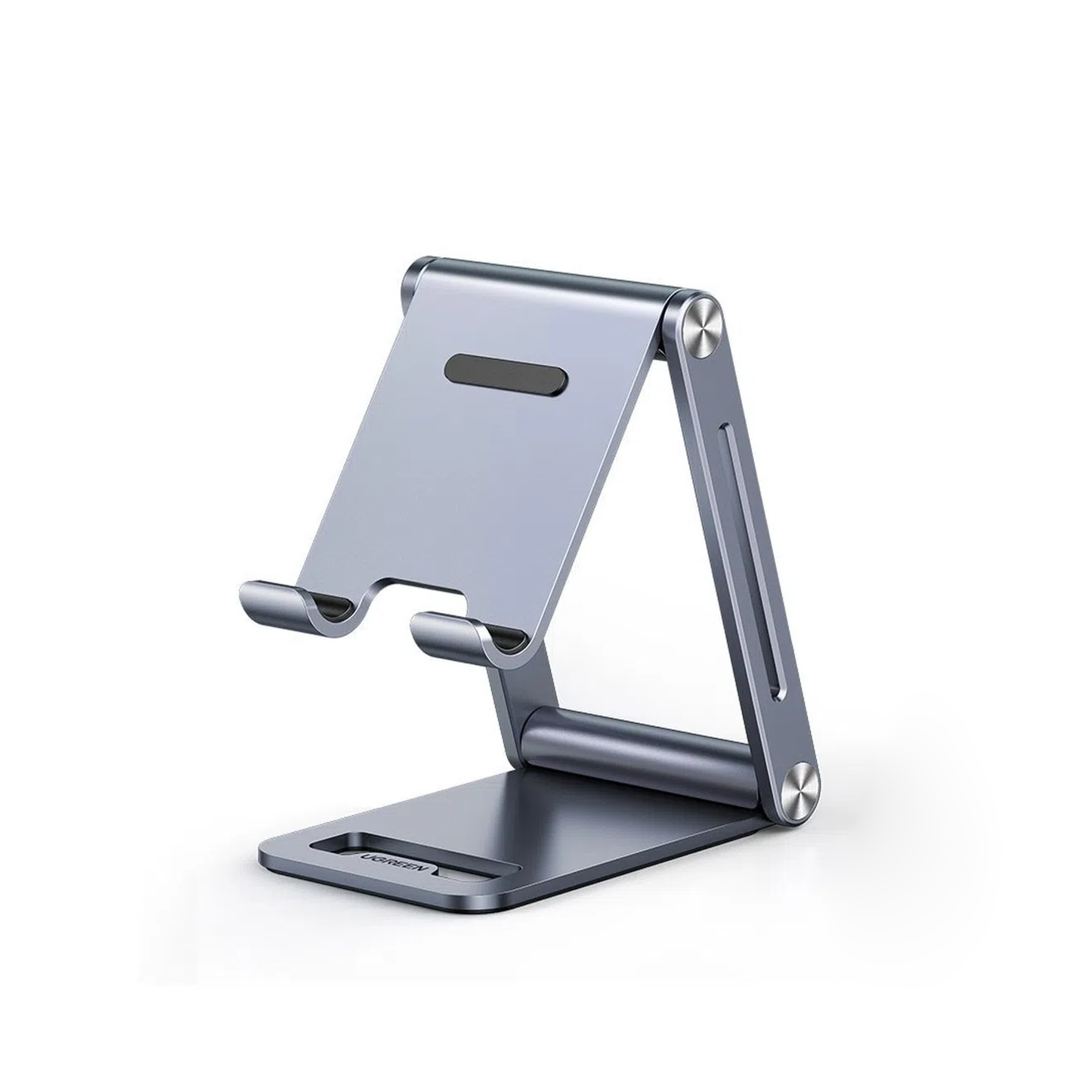 80708 - Soporte para Teléfono Celular de Aluminio | Angulo Ajustable | Amplia Compatibilidad con dispositivos de 4.7'' a 7.9'' | Antideslizante | Antiarañazos | Plegable | Color Gris.