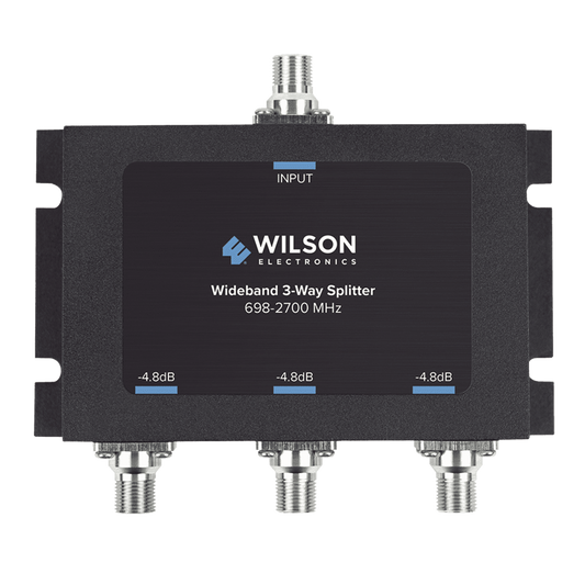 850-035 Divisor de potencia de 3 vías para la distribución de señal a tres antenas de servicio | 4.8 dB de pérdida por puerto | Conectores F hembra