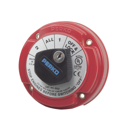 8502DP - Switch Selector de Batería de Servicio Mediano con Bloqueo por Medio de Llave, para Sistemas Eléctricos Marinos