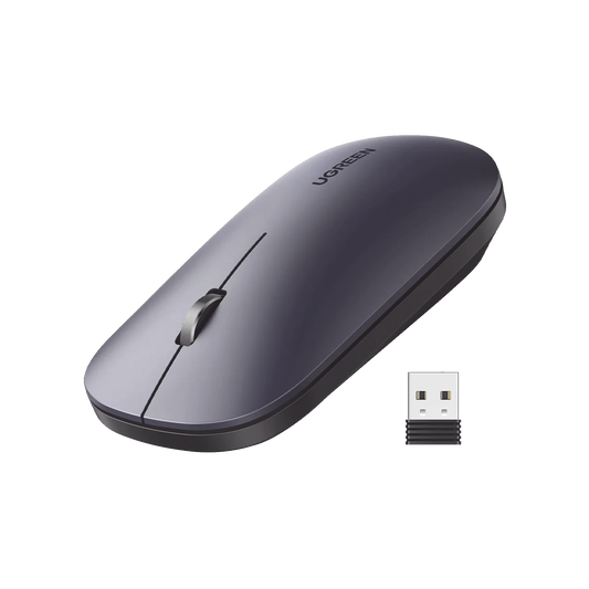 90372 - Mouse inalámbrico 2.4 GHz | Ultra Delgado y Silencioso | DPI 1000/1600/2000/4000 (Ajustable)  | Alcance 10m | Scroll de Aluminio | Adaptable a diferentes superficies | Diseño suave al tacto | Contiene Receptor USB | Color Negro.