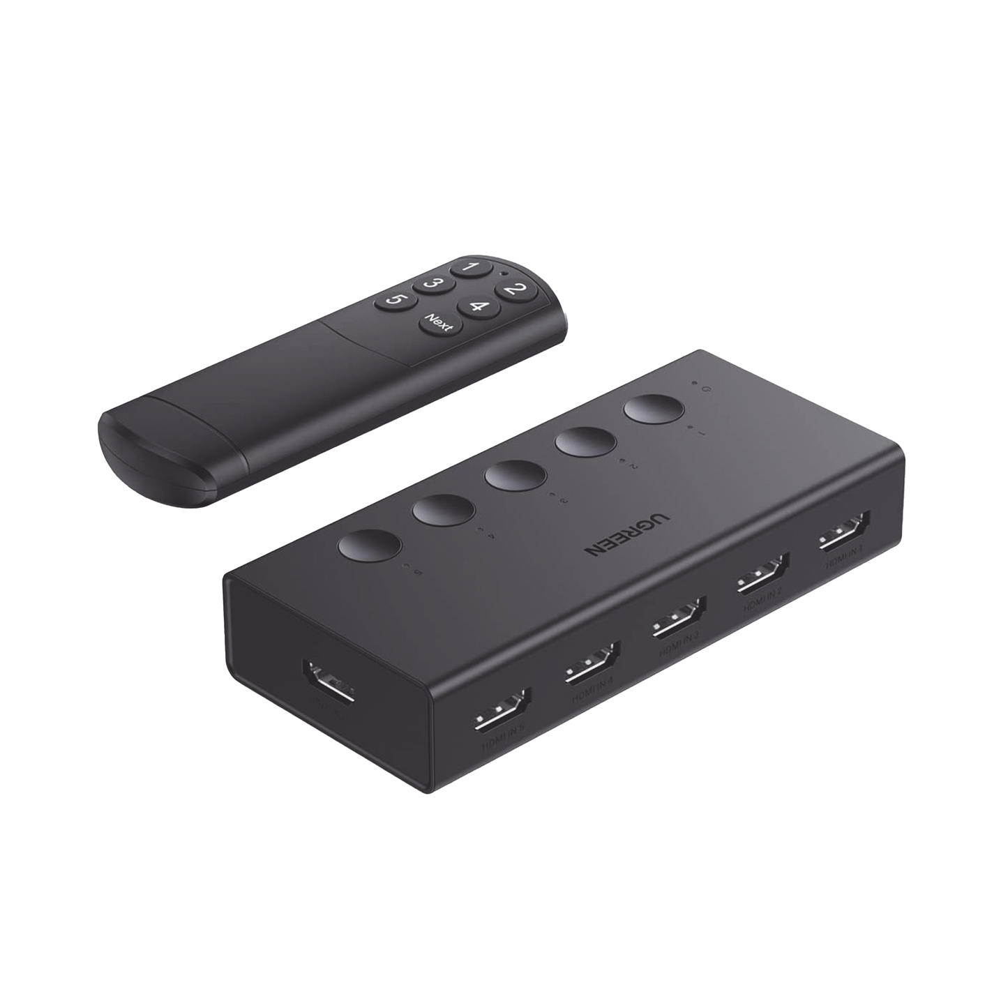 90512 - Conmutador HDMI 5X1 | 4K@60Hz | HDMI 2.0, 1.4 | HDCP 2.2, 1.4 | VRR | Dynamic HDR | 3D | CEC | EDID | IR 10 Metros (32.81 Pies) | 18Gbps | Cambio Manual y por Control Remoto | Incluye Cable de Alimentaci�n USB