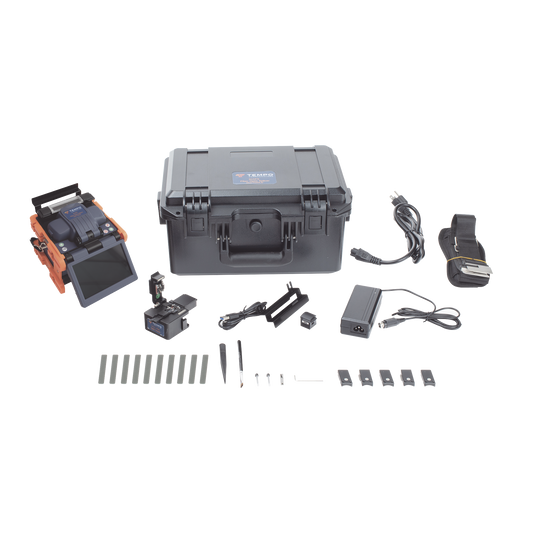 915FS-KIT1 Fusionadora de Fibra Óptica de Alineación Activa por Revestimiento con 4 Motores con Perdida Típica (SM); 0.02 dB (MM); 0.04 dB) con Pantalla Touch