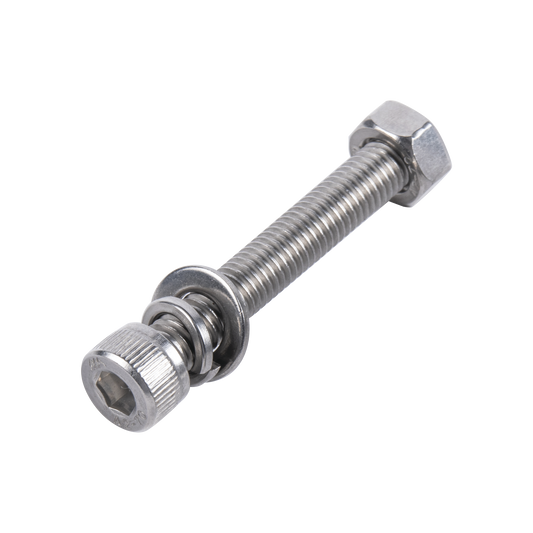 950-5080-504 - 1 Tornillo Allen Milimétrico de Acero Inoxidable  M8-1.25 x 50/ Con 1 Tuerca, 1 Arandela de Presión y 1 Plana / Para Montajes de Módulos Foto Voltaicos .