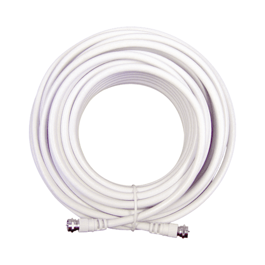 950-650 Jumper Coaxial con Cable Tipo RG-6 en Color Blanco de 15.24 Metros de Longitud y Conectores F Macho en Ambos Extremos. 75 Ohm de Impedancia.