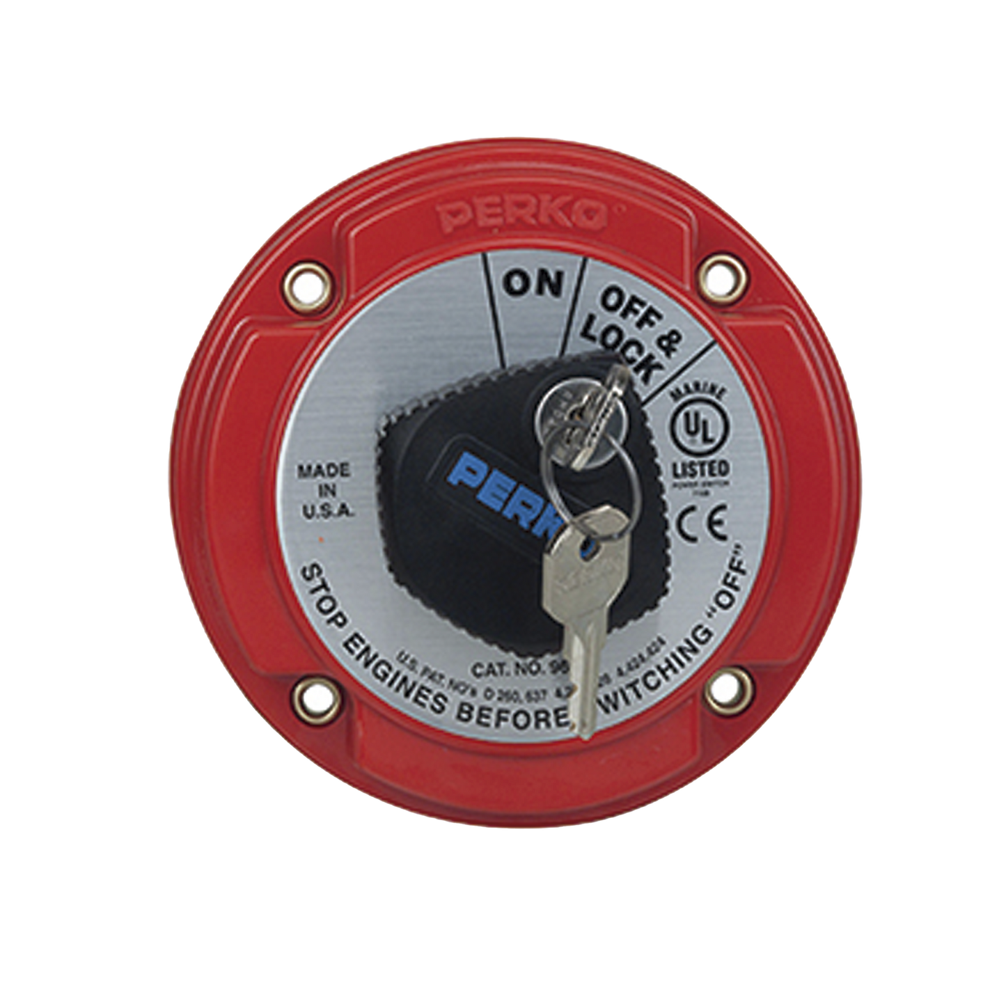9602DP - Interruptor Desconexión Batería Marina 9602, 250A Continuos, 360A Intermitentes, 6-32 VDC, Montaje Superficie, Terminales 5/16", Opciones Bloqueo Llave y Desconexión Campo Alternador