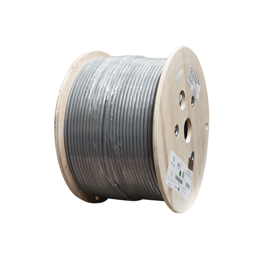 9A6M4-A5 Bobina de Cable Blindado F/UTP de 4 Pares, Z-MAX, Cat6A, Soporte de Aplicaciones 10GBase-T, CM, Color Gris, 305m