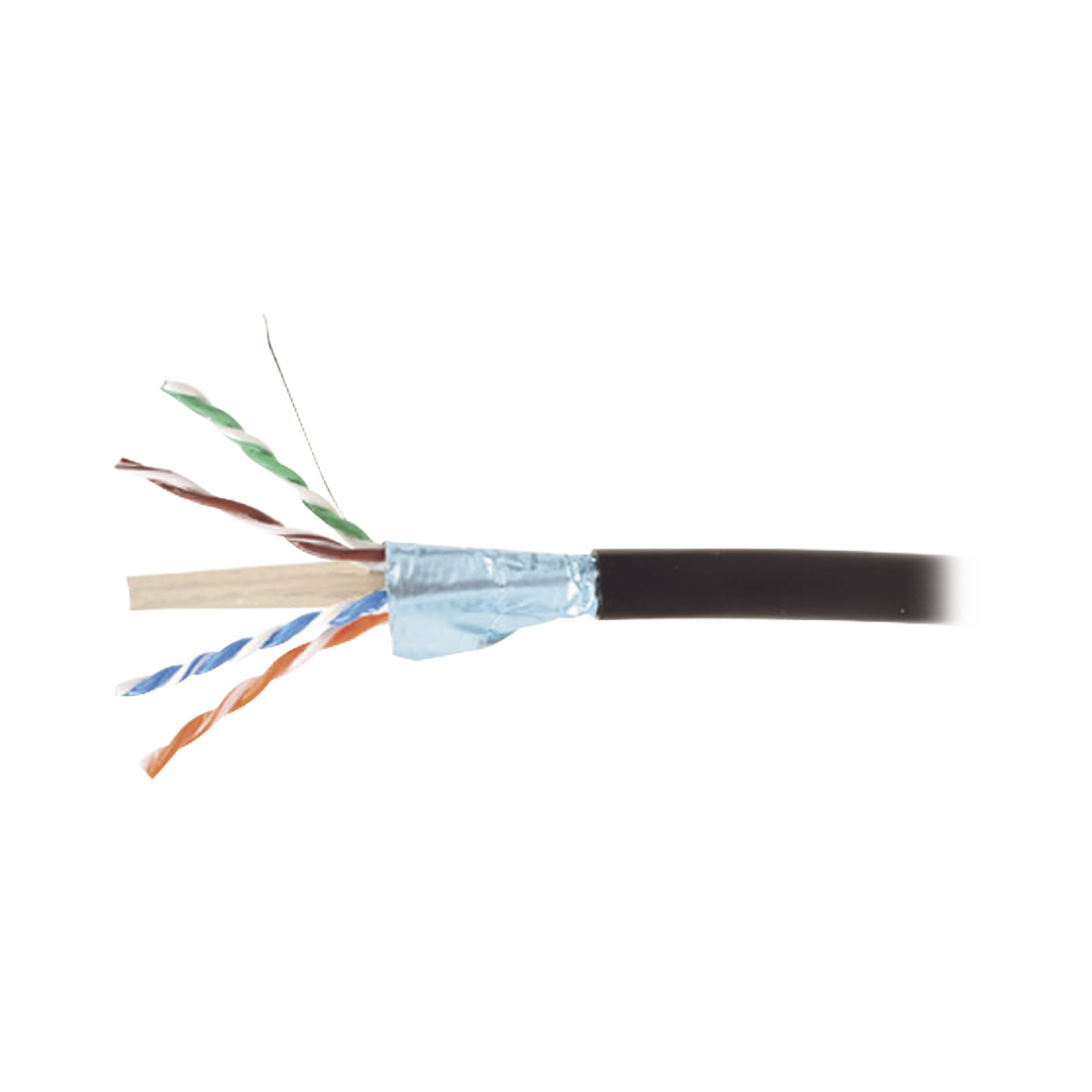 9A6O4-A5-01AR1A Bobina de Cable Blindado F/UTP de 4 Pares, Para Exterior con Gel, Cat6A (23 AWG), Industrial para Climas Extremos, Enterrado Directo, Color Negro, 305 m