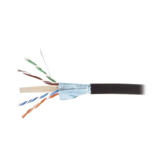 9A6O4-A5-01AR1A Bobina de Cable Blindado F/UTP de 4 Pares, Para Exterior con Gel, Cat6A (23 AWG), Industrial para Climas Extremos, Enterrado Directo, Color Negro, 305 m