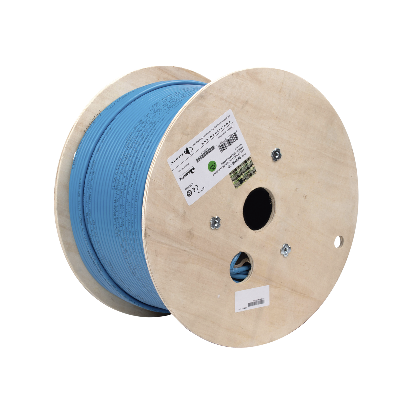 9A6R4-A5 Bobina de Cable Blindado F/UTP de 4 Pares, Z-MAX, Cat6A, Soporte de Aplicaciones 10GBase-T, CMR (Riser), Color Azul, 305m