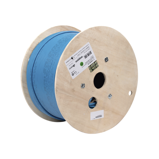 9A6R4-A5 Bobina de Cable Blindado F/UTP de 4 Pares, Z-MAX, Cat6A, Soporte de Aplicaciones 10GBase-T, CMR (Riser), Color Azul, 305m