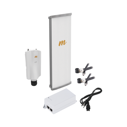 A5XN45KIT - Kit de radio A5x con antena N545X4, 4.9 a 6.4 GHz, 700 Mbps, hasta 64 usuarios concurrentes,  Monitoreo a travez de la nube, incluye jumper, PoE24V, cable de alimentación y montaje