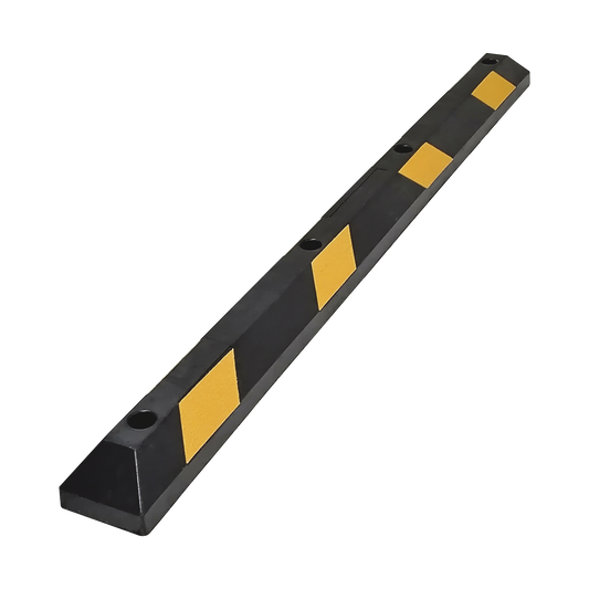 AC-183TV Tope Vehicular P / Estacionamiento / 183cm / Color Negro-Amarillo / 8 Franjas Reflejantes.