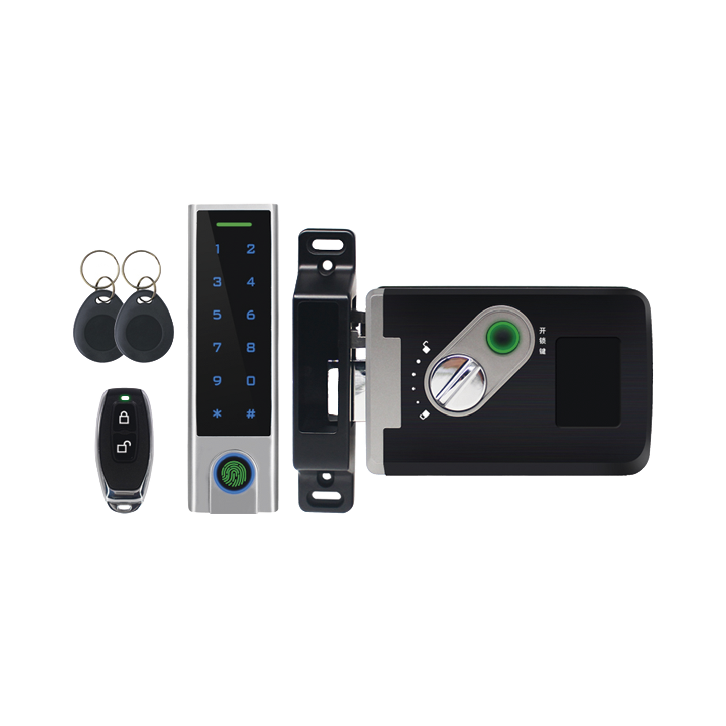 ACCESS7-X - Kit de Cerradura Inteligente / Incluye Teclado y Control Remoto / Soporta Huella, Tarjeta y Contraseña / Teclado Metálico IP65