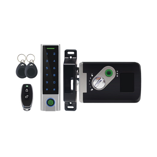ACCESS7-X - Kit de Cerradura Inteligente / Incluye Teclado y Control Remoto / Soporta Huella, Tarjeta y Contraseña / Teclado Metálico IP65