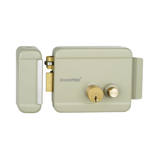 ACCESSRIMBL Cerradura Eléctrica con Botón de Salida / Incluye Llave  / Exterior / Izquierda