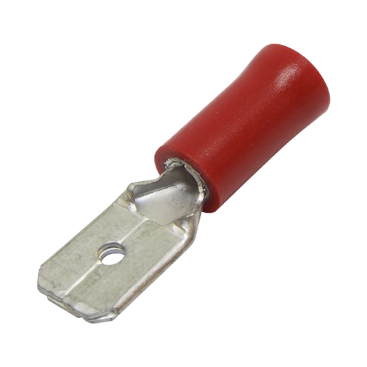 AE51242 - Terminal tipo macho aislada / 22 - 16 AWG / Rojo / Paquete de 25 piezas.
