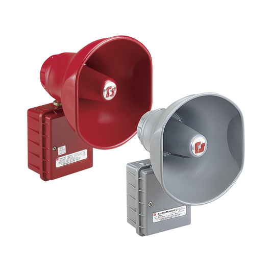 AM302 - AudioMaster® Altavoz de bocina reentrante para megafonía y anunciamiento publico, 30W de Potencia, Listado contra incendios UL, Color Gris