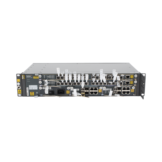 AN5516-04-AC OLT Carrier Class Modular GPON, 2 Ranuras, Incluye 2 Tarjetas de Servicio de 16 puertos GPON, (32 Modulos GPON C+ Incluidos) 1 Fuente de CA, 2 UR, (Incluye Instalación de software UNM2000)