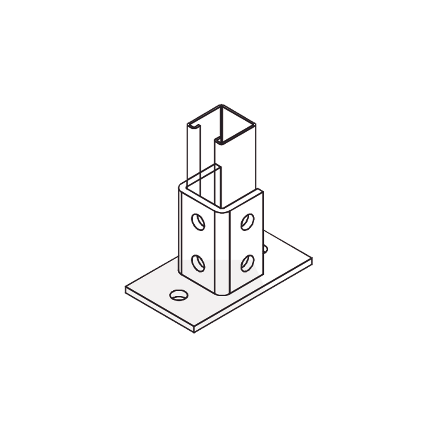 ANC-HN03 - Base Rectangular con 2 perforaciones para Perfil Sencillo.