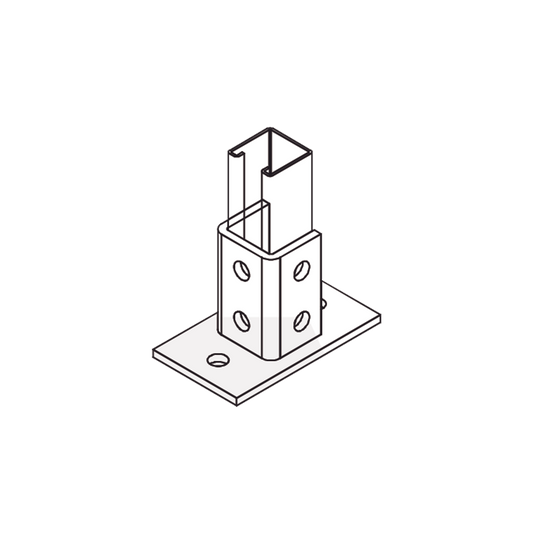 ANC-HN03 - Base Rectangular con 2 perforaciones para Perfil Sencillo.