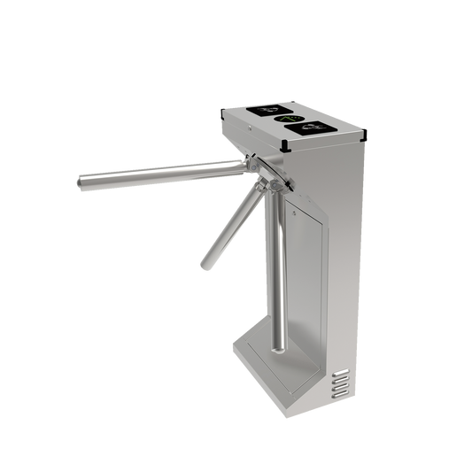 AP1000HDM (MOTORIZADO, SIN CONTACTO),Torniquete Industrial en Acero Inoxidable, Bidireccional, USO RUDO, Espacio para Lectora de Proximidad