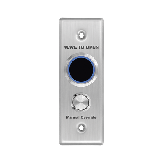 APB2BL-40 Botón de Salida Doble con Aro Iluminado / IP65 / Diseño Estético Delgado / Temporizador y Distancia Ajustable / Botón Sin Contacto y Botón de Contacto en uno solo