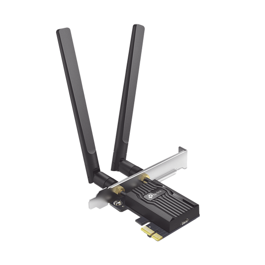 ARCHER-TX55E - Adaptador PCIe inalámbrico doble banda AX3000 Mbps / Seguridad Inalámbrica WPA3 /Antena de alta ganancia / Tecnología MU-MUMO 2X2 / Soporte de perfil bajo y Altura completa / Bluetooth 5.2