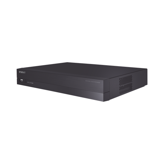 ARN-410S - NVR 4 canales grabacion hasta 8MP / H.265, H.264 / P2P Wisenet / 4 puertos PoE Plug and play / soporta 1 disco duro (no incluido).
