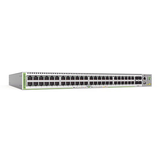 AT-GS980M/52PS-10 Switch PoE+ Administrable CentreCOM GS980M, Capa 3 de 48 puertos 10/100/1000Mbps + 4 SFP Gigabit, 740 W