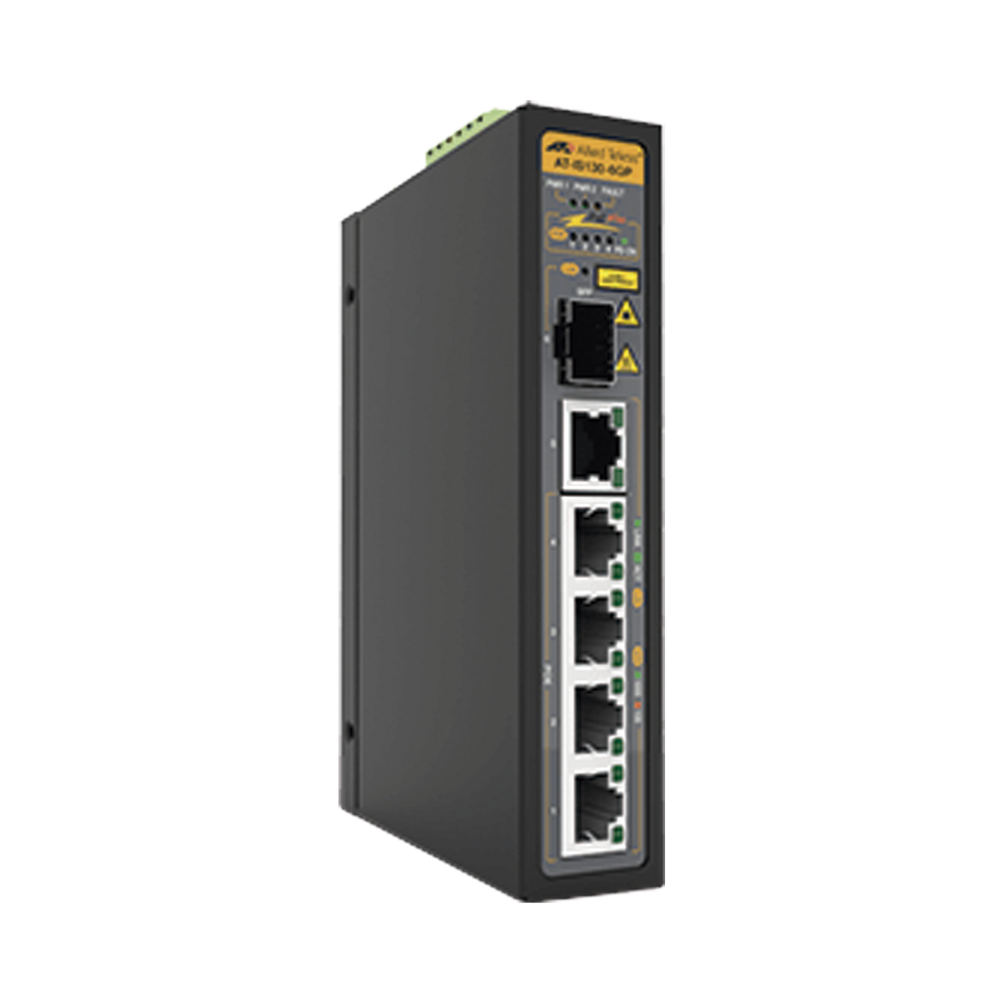 AT-IS130-6GP-80 Switch Industrial PoE+ No-Administrable de 5 Puertos 10/100/1000 Mbps (4 Puertos son PoE+) + 1 puertos SFP, 90 W
