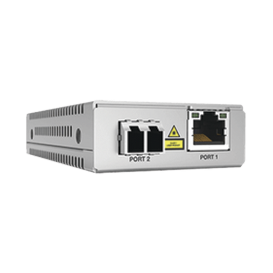 AT-MMC2000/LC-960 Convertidor de medios Gigabit Ethernet a fibra óptica, conector LC, multimodo (MMF), distancia de 220 hasta 500 m, con fuente de alimentación multi-región