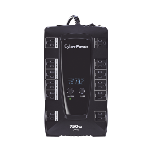 AVRG750LCD UPS de 750 VA/450 W, Topología Línea Interactiva, Entrada 120 Vca NEMA 5-15P, Tipo Gabinete Compacto, Con 12 Tomas NEMA 5-15R