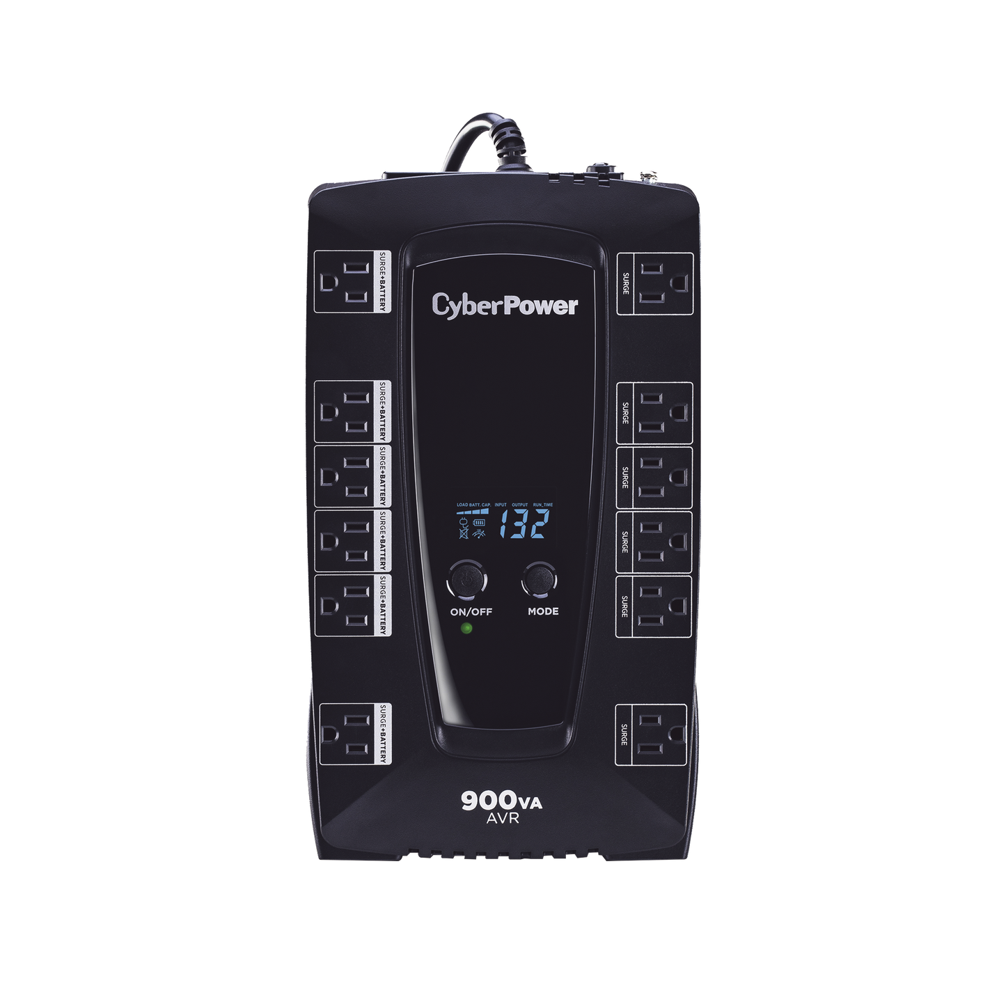 AVRG900LCD - UPS de 900 VA/480 W, Topología Línea Interactiva, Entrada 120 Vca NEMA 5-15P, Tipo Gabinete Compacto, Con 12 Tomas NEMA 5-15R