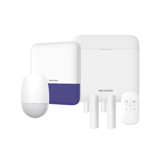 AXPRO-KIT-GSM (AX PRO) KIT de Alarma AX PRO con GSM (3G/4G) / Incluye: 1 Hub con bateria de respaldo / 1 Sensores PIR / 2 Contactos Magnéticos / 1 Control Remoto / 1 Sirena Inalambrica Exterior / WiFi / Compatible con Hik-Connect P2P