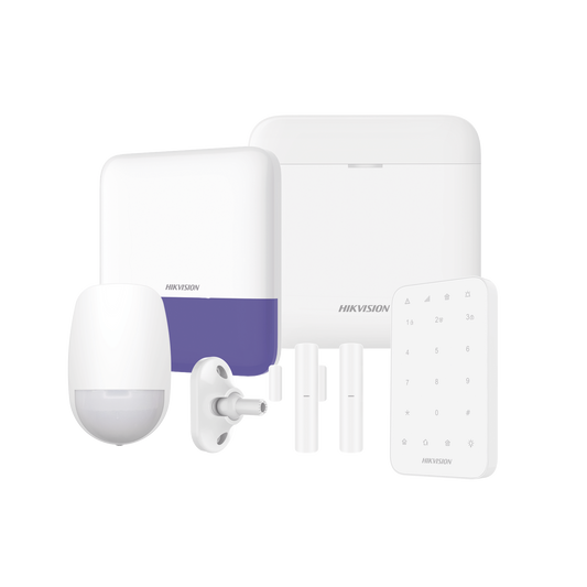 AXPRO-KIT-KEYPAD (AX PRO) KIT de Alarma AX PRO / Incluye: 1 Hub con bateria de respaldo / 1 Sensores PIR / 1 Montaje Universal para PIR / 2 Contactos Magnéticos / 1 Teclado / 1 Sirena Inalambrica Exterior / WiFi / Compatible con Hik-Connect P2P
