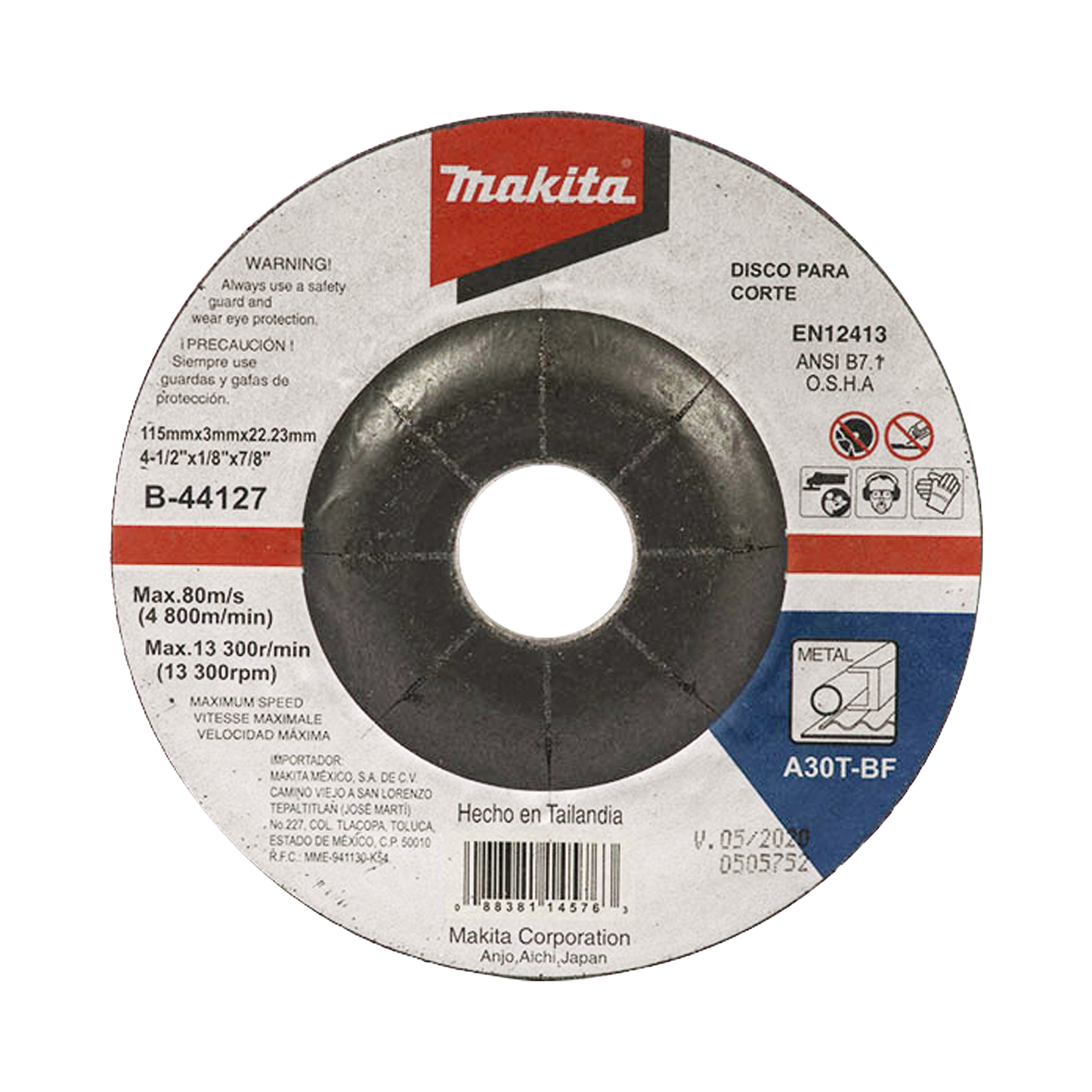 B-44127 - Disco de corte para metal de 4 1/2"